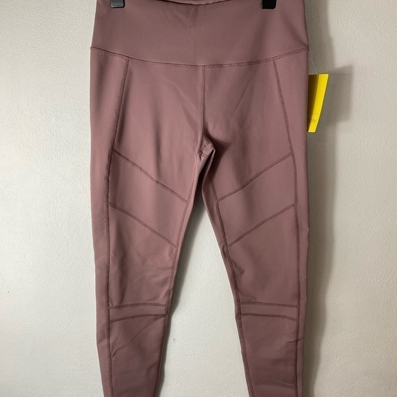 ZELLA Moto Ribbed High Waist Ankle Leggings - Purple Taupe Sz L - Picture 3 of 7